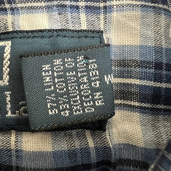 Polo Ralph Lauren Blue Plaid Linen Blend Long Sleeve‎ Button Up Shirt Medium - Picture 6 of 6